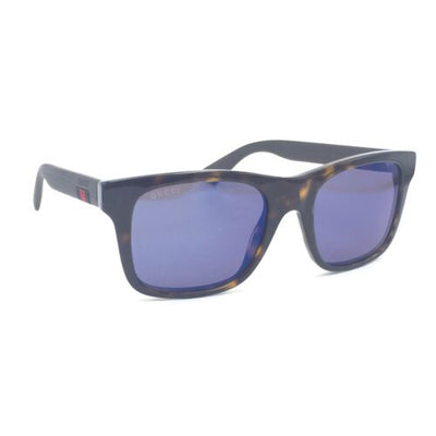 Gucci GG 0008S 003 Squared Dark Havana Brown  w/ Blue Mirrored Lenses 53mm