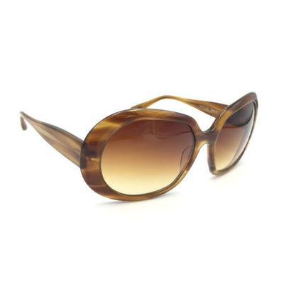 Oliver Peoples Gold Amber Brown Oval Sunglasses w/ Gradient Gold Brown Lenses