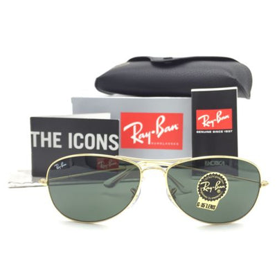 Ray-Ban Cockpit RB3362 001 Gold Pilot Sunglasses w/ G-15 Green Lenses 59mm