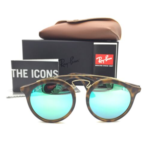 New Ray-Ban RB4256 60923R Matte Tortoise Sunglasses W/ Green Mirrored Lens 49mm