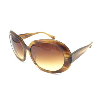 Oliver Peoples Gold Amber Brown Oval Sunglasses w/ Gradient Gold Brown Lenses