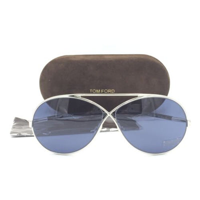 Tom Ford Georgette TF 154 18V Silver Black  W/ Blue Lenses 64mm