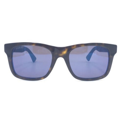 Gucci GG 0008S 003 Squared Dark Havana Brown  w/ Blue Mirrored Lenses 53mm