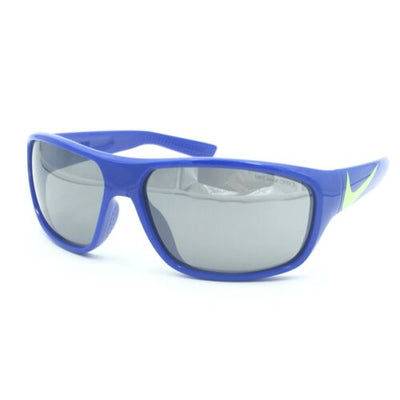 Nike Mercurial EV0887 407 Shiny Blue Kids Sunglasses W/ Silver Mirrored Lenses