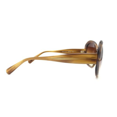 Oliver Peoples Gold Amber Brown Oval Sunglasses w/ Gradient Gold Brown Lenses