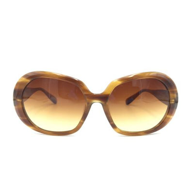Oliver Peoples Gold Amber Brown Oval Sunglasses w/ Gradient Gold Brown Lenses