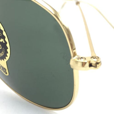 Ray-Ban Cockpit RB3362 001 Gold Pilot Sunglasses w/ G-15 Green Lenses 59mm