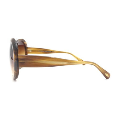 Oliver Peoples Gold Amber Brown Oval Sunglasses w/ Gradient Gold Brown Lenses