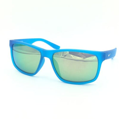 Nike Cruiser EV0835 421 Square Neon Blue Sunglasses W/ Green Mirrored Lenses