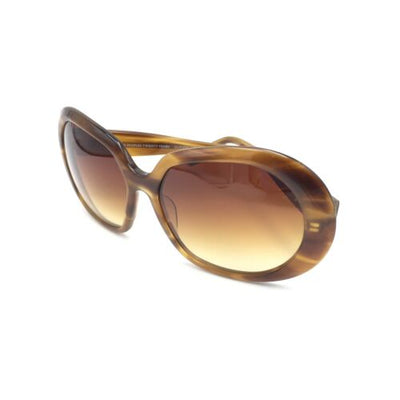 Oliver Peoples Gold Amber Brown Oval Sunglasses w/ Gradient Gold Brown Lenses