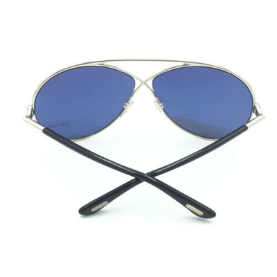 Tom Ford Georgette TF 154 18V Silver Black  W/ Blue Lenses 64mm
