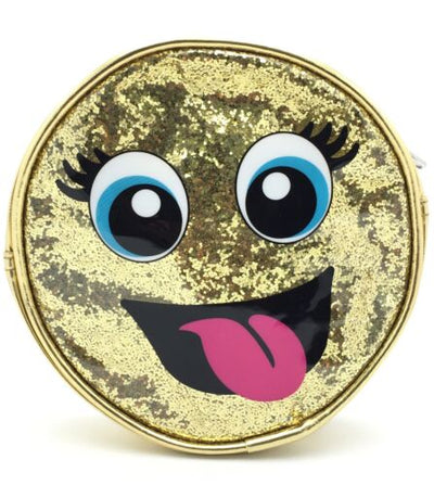 Girl Glitter Gold Emoji Cross Body Backpack Purse Shoulder Bag (12 piece lot)