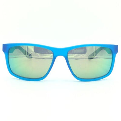 Nike Cruiser EV0835 421 Square Neon Blue Sunglasses W/ Green Mirrored Lenses