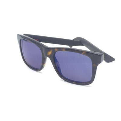 Gucci GG 0008S 003 Squared Dark Havana Brown  w/ Blue Mirrored Lenses 53mm