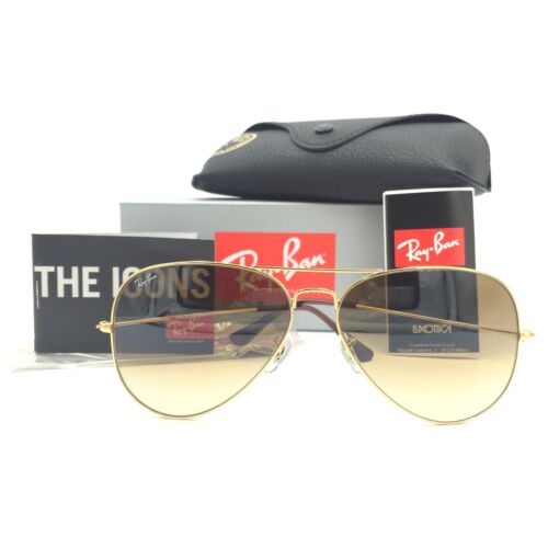 New Ray-Ban RB3026 001/51 Gold Aviator Sunglasses Brown Gradient Lens 62mm