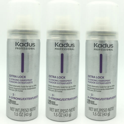 Kadus Extra Lock X-Stong Hairspray For Women 1.5 oz Lot of 3
