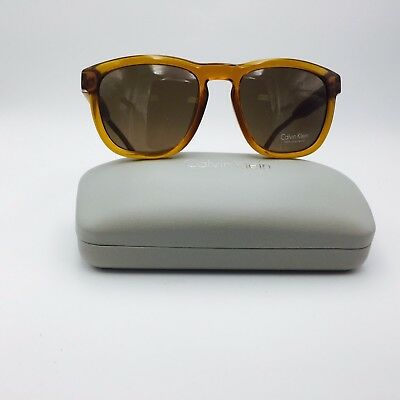 Calvin Klein CK3187S 212 Shiny Butterscotch Transp Square Sunglasses Brown 54mm
