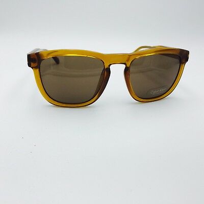 Calvin Klein CK3187S 212 Shiny Butterscotch Transp Square Sunglasses Brown 54mm