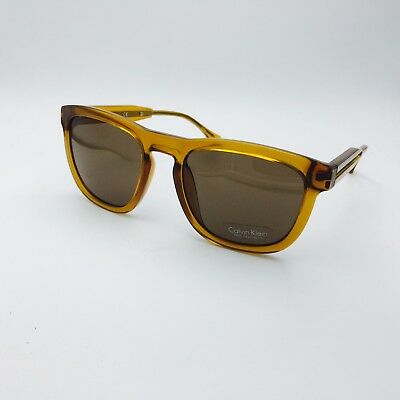 Calvin Klein CK3187S 212 Shiny Butterscotch Transp Square Sunglasses Brown 54mm