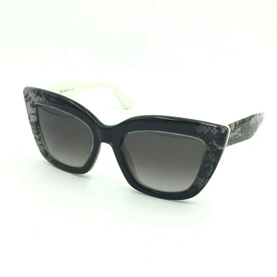 Valentino V710S Cat Eye Black White Faded Lace Sunglasses W / Gray Gradient Lens