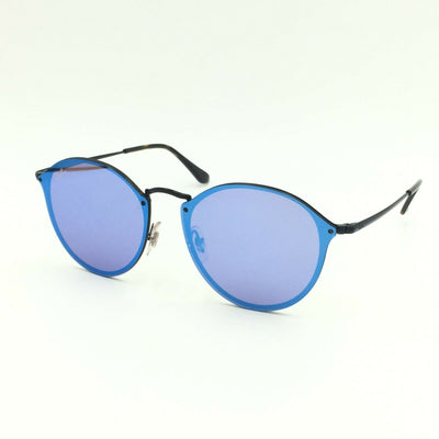 Ray-Ban RB3574N 153/7V Round Black Sunglasses W/ Blue Mirrored Lens