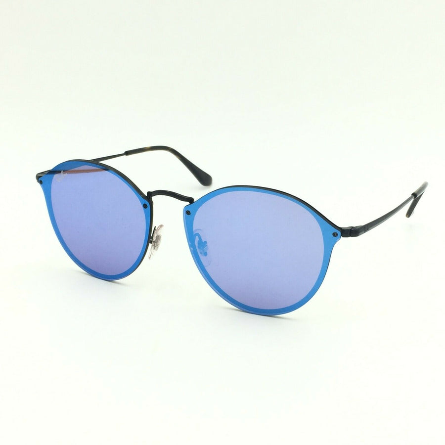 Ray-Ban RB3574N 153/7V Round Black Sunglasses W/ Blue Mirrored Lens