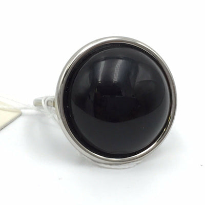 Calvin Klein KJ08AR010108 Black Stone Silver Ring Stainless Steel Size 8