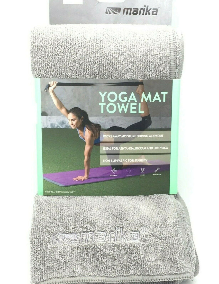 MARIKA Yoga Mat Towel Steel Gray Size 24×72" NWT New Fitness Microfiber Non-Slip