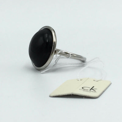 Calvin Klein KJ08AR010108 Black Stone Silver Ring Stainless Steel Size 8