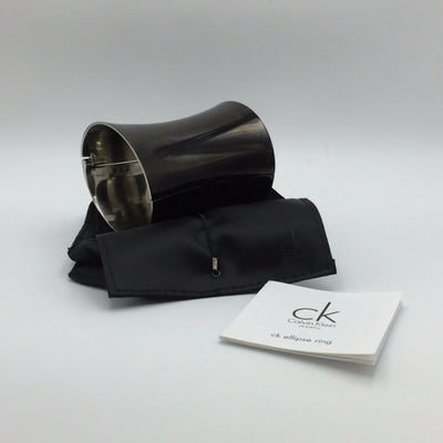 Calvin Klein Ellipse KJ03DB31010S Black Wide Cuff Bangle Bracelet size:7 1/4 in