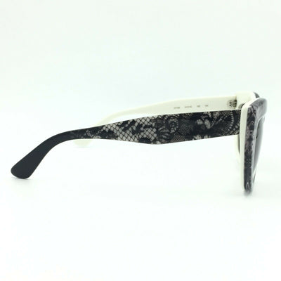 Valentino V710S Cat Eye Black White Faded Lace Sunglasses W / Gray Gradient Lens