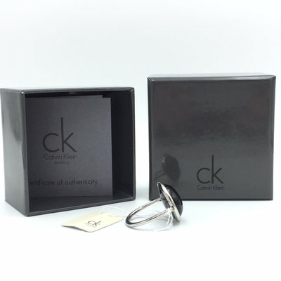Calvin Klein KJ08AR010108 Black Stone Silver Ring Stainless Steel Size 8