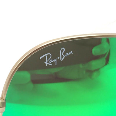 New Ray-Ban RB3025 112/19 Gold Aviator Sunglasses w/ Mirrored Green Lenses 55mm