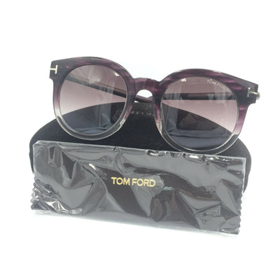Tom Ford Janina TF435 83T Round Purple Gray Sunglasses W/ Violet Gradient Lens 5