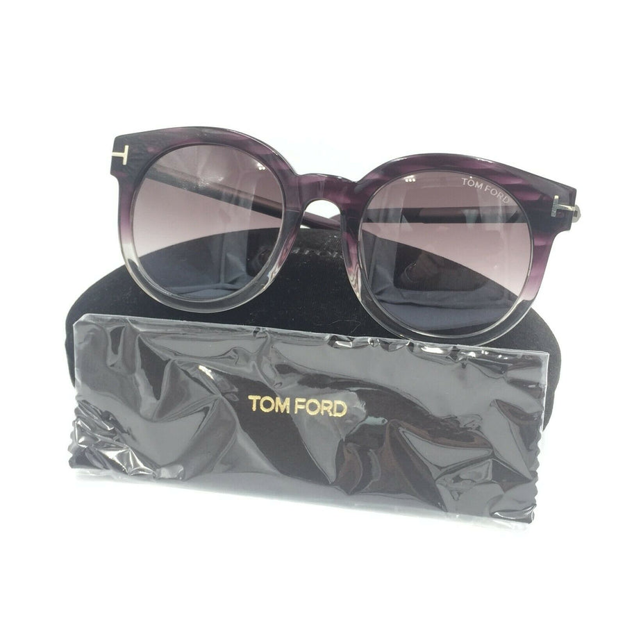 Tom Ford Janina TF435 83T Round Purple Gray Sunglasses W/ Violet Gradient Lens 5