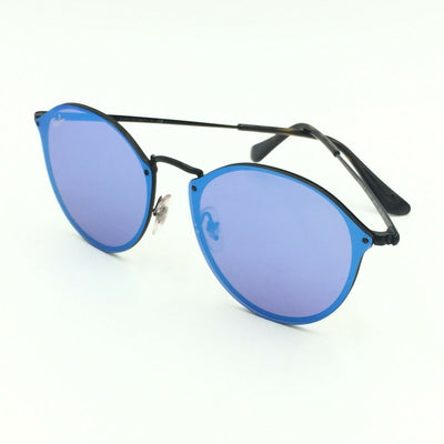 Ray-Ban RB3574N 153/7V Round Black Sunglasses W/ Blue Mirrored Lens