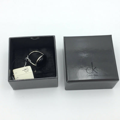 Calvin Klein KJ08AR010108 Black Stone Silver Ring Stainless Steel Size 8
