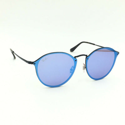Ray-Ban RB3574N 153/7V Round Black Sunglasses W/ Blue Mirrored Lens