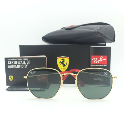 Ray-Ban RB3548-N-M F008/31 Scuderia Ferrari Gold Sunglasses W/Green Classic Lens