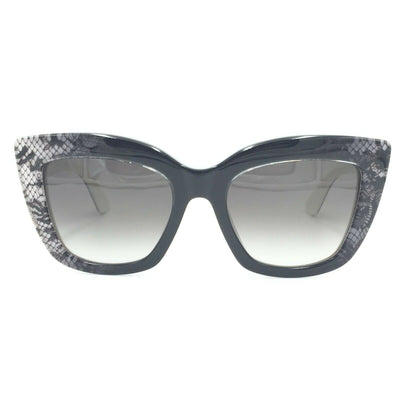 Valentino V710S Cat Eye Black White Faded Lace Sunglasses W / Gray Gradient Lens