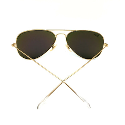New Ray-Ban RB3025 112/19 Gold Aviator Sunglasses w/ Mirrored Green Lenses 55mm