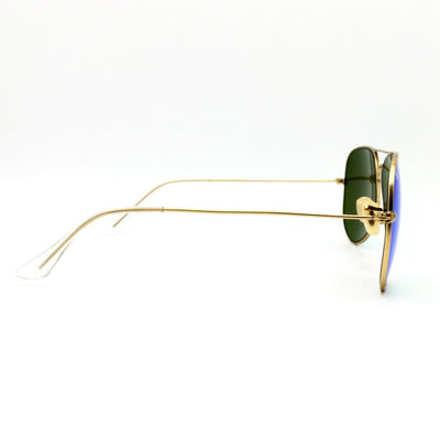 New Ray-Ban RB3025 112/19 Gold Aviator Sunglasses w/ Mirrored Green Lenses 55mm