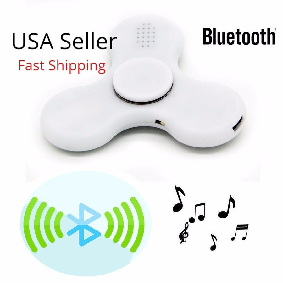 Fidget Spinner Toy LED Light with Bluetooth Speaker Anxiety ADHD Stress (White)