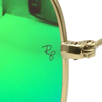 New Ray-Ban RB3025 112/19 Gold Aviator Sunglasses w/ Mirrored Green Lenses 55mm