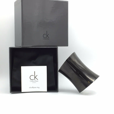 Calvin Klein Ellipse KJ03DB31010S Black Wide Cuff Bangle Bracelet size:7 1/4 in