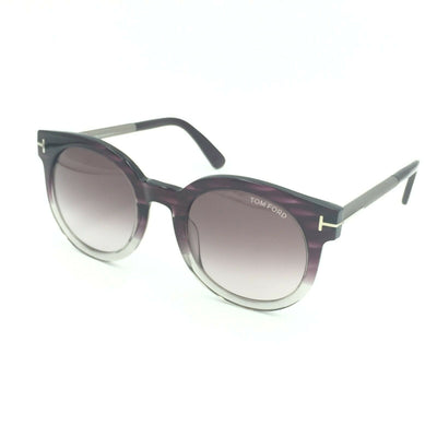 Tom Ford Janina TF435 83T Round Purple Gray Sunglasses W/ Violet Gradient Lens 5