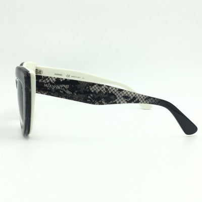 Valentino V710S Cat Eye Black White Faded Lace Sunglasses W / Gray Gradient Lens