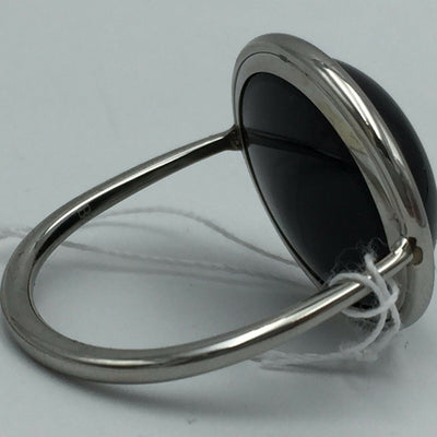Calvin Klein KJ08AR010108 Black Stone Silver Ring Stainless Steel Size 8